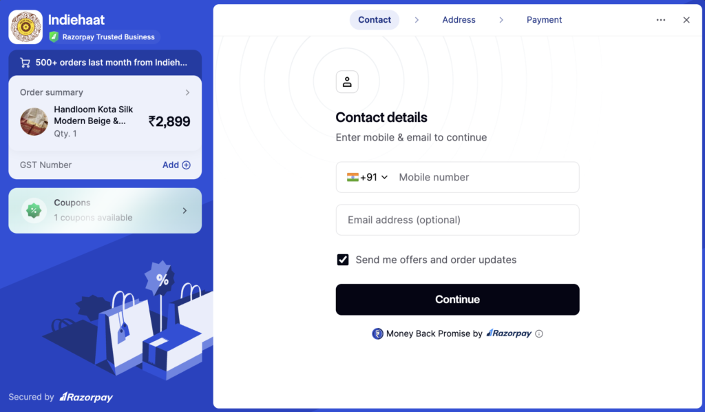 define checkout- step 2 log in